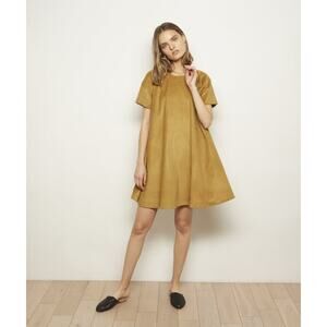 The Odells Corduroy Tent Dress Womens M Short Sleeve Tan Flare Silhouette